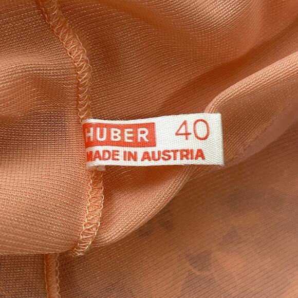 Vintage 60s Huber Romantic Pinup Peach Soft Nylon Lacy Full Slip Dress Size S/M - Picture 14 of 14